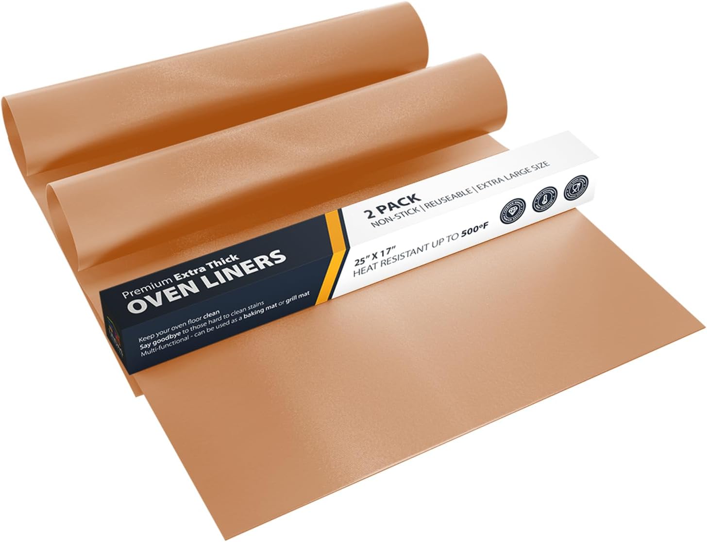 Moonval Heavy Duty Oven Liner, 17 x 75 Inch Non-Stick Reusable Heat-Resistant Mat