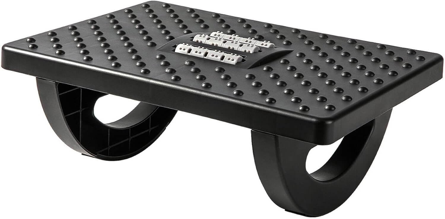 Moonval Under Desk Foot Rest, Ergonomic Foot Stool with Massage Rollers for Office & Home