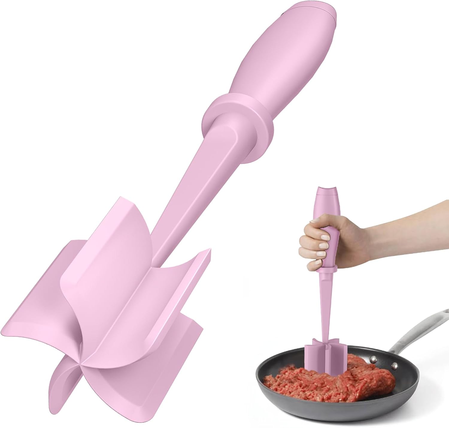 Moonval Meat Chopper, Heat-Resistant Ground Beef Masher & Hamburger Grinder for Kitchen Cooking