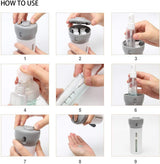 Moonval 4-in-1 Travel Dispenser Bottle, Leakproof Refillable Toiletry Container for Shampoo, Lotion & Soap