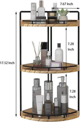 Moonval Corner Countertop Organizer, 3-Tier Wooden Shelf for Bathroom, Kitchen, Vanity & Dresser