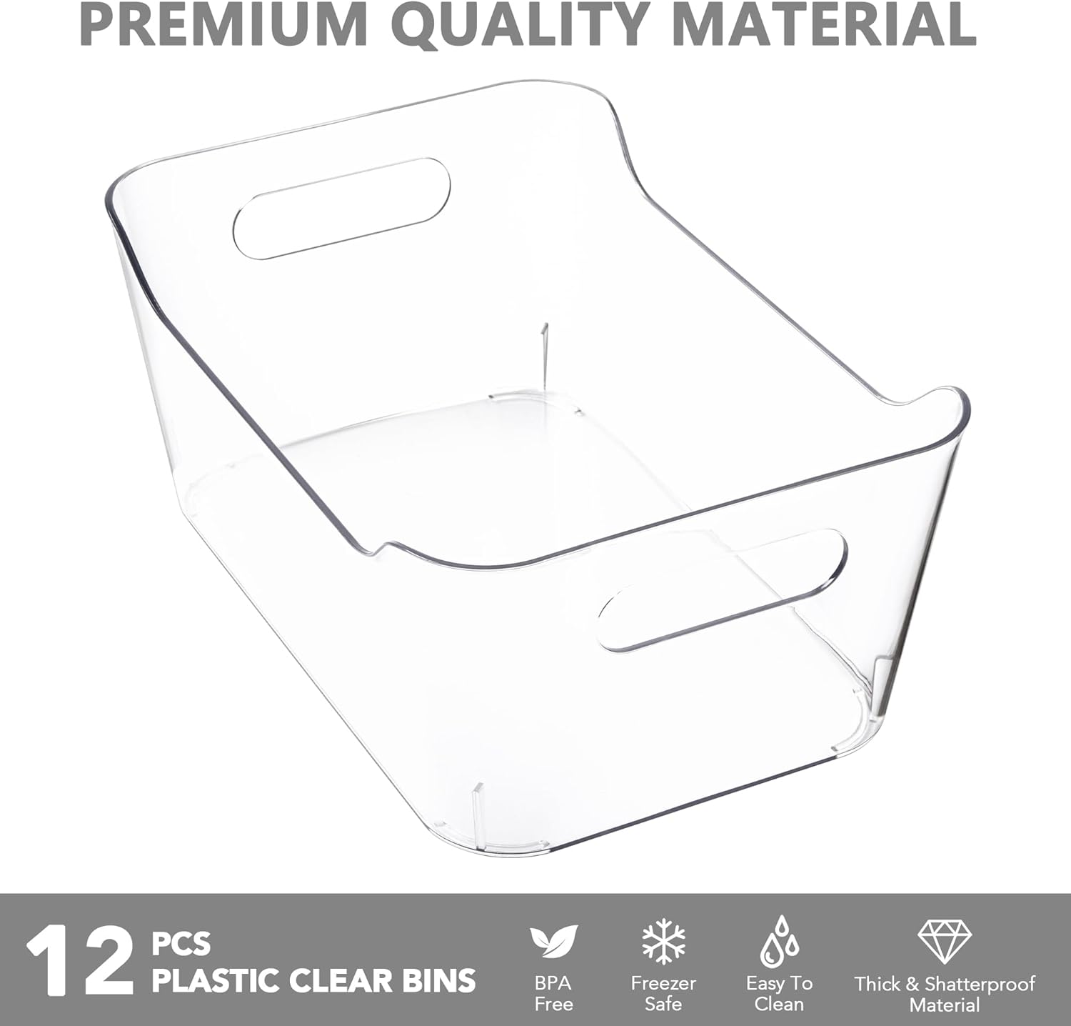 Moonval Plastic Storage Bins, Clear Multi-Use Organizer Containers for Pantry, Kitchen & Fridge