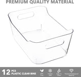 Moonval Clear Storage Bins, 12-Pack Multi-Purpose Pantry Organizers for Kitchen, Fridge & Cabinets