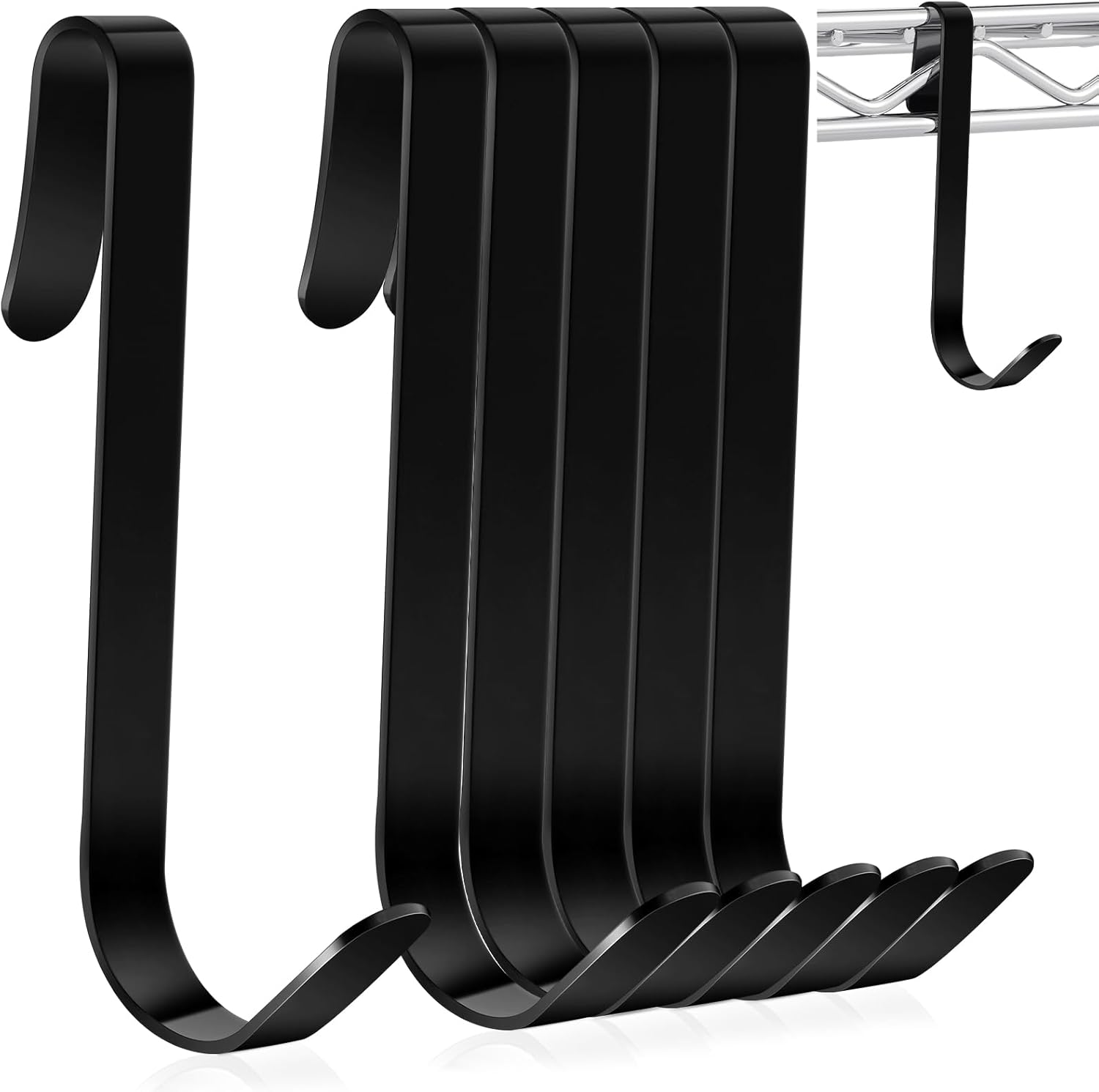 Moonval Wire Shelf J Hooks, Heavy-Duty Metal Hanging Hooks for Closet & Storage Racks
