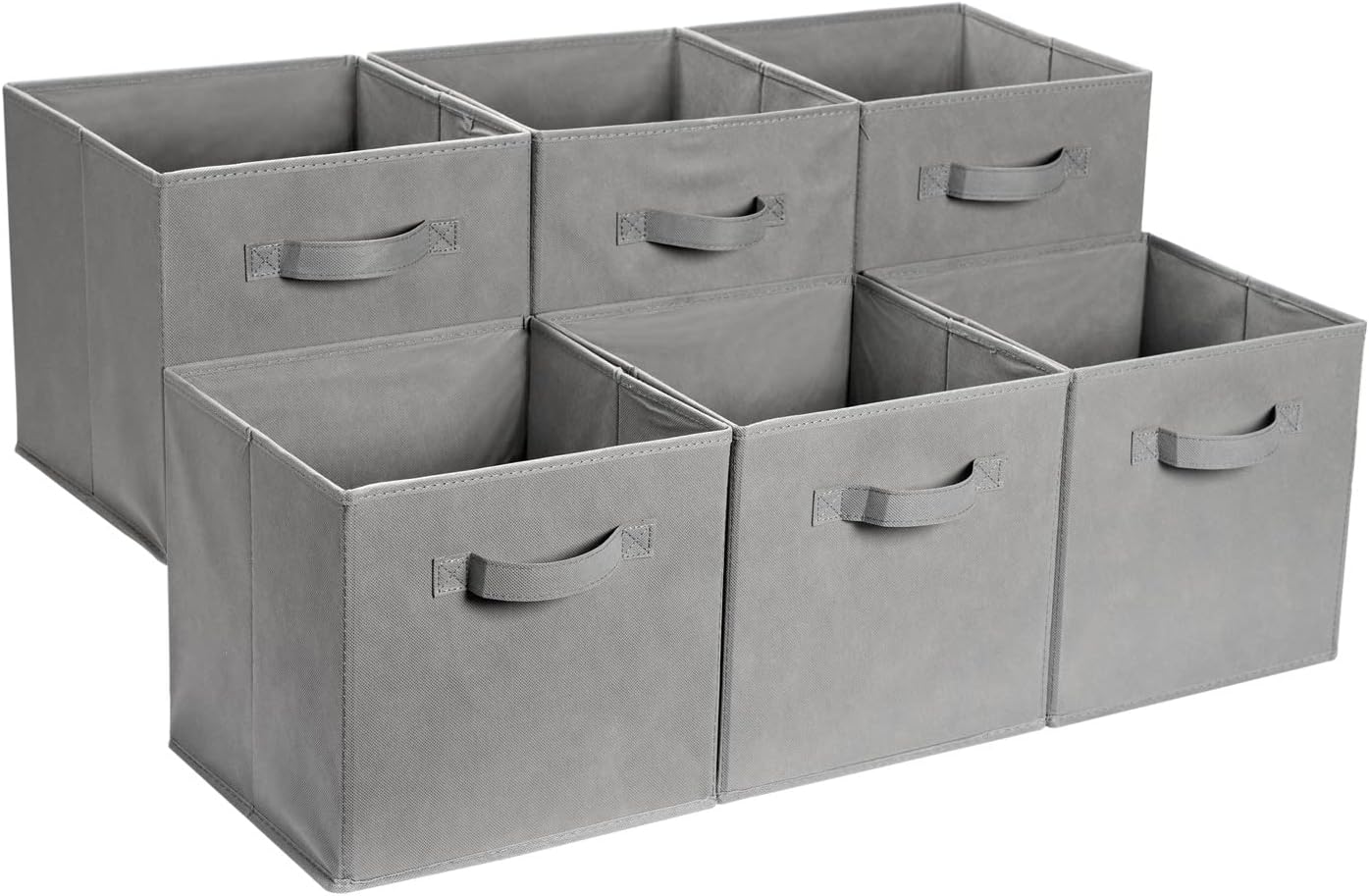 Moonval Fabric Storage Cubes, 6-Pack Collapsible Organizer Bins with Handles for Closet & Shelves