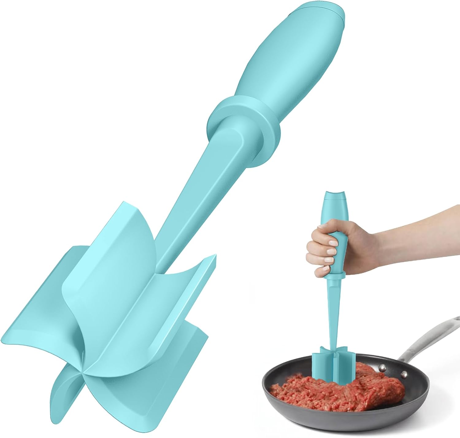 Moonval Meat Chopper, Heat-Resistant Ground Beef Masher & Hamburger Grinder for Kitchen Cooking