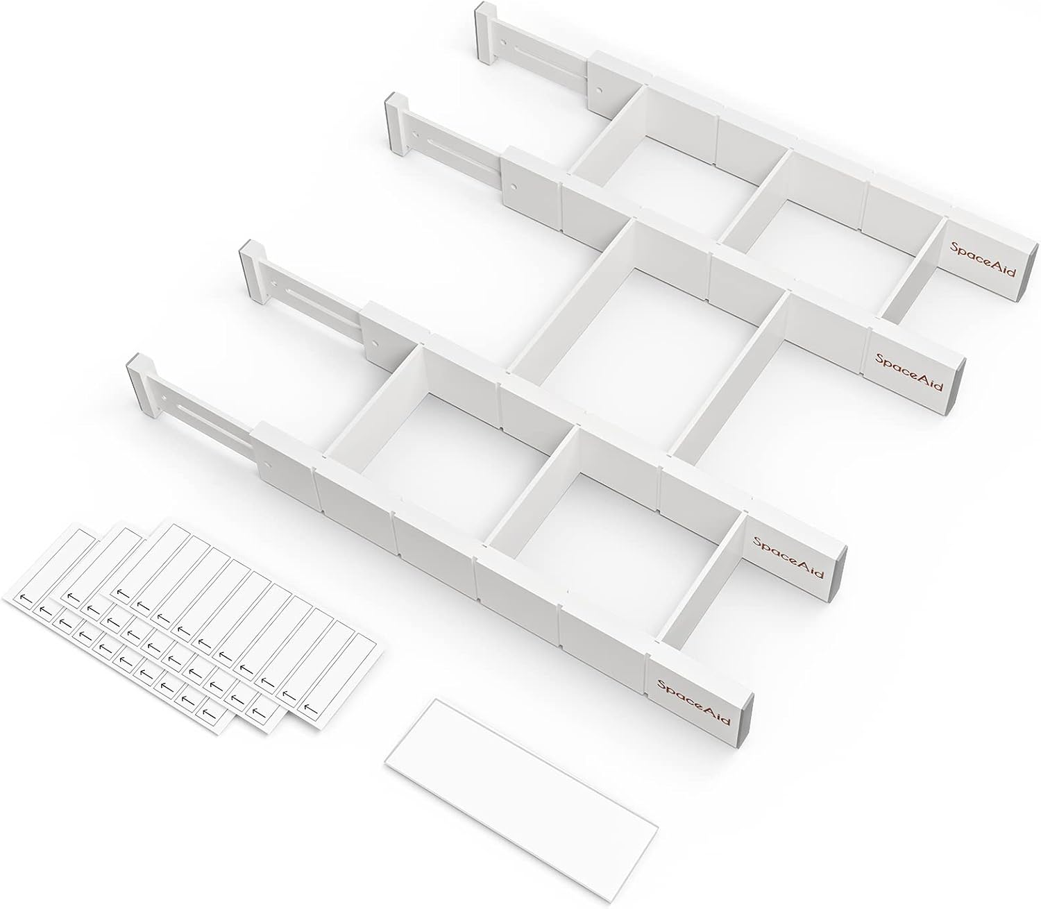 Moonval Bamboo Drawer Dividers, Adjustable Organizers with Inserts & Labels for Kitchen & Dressers