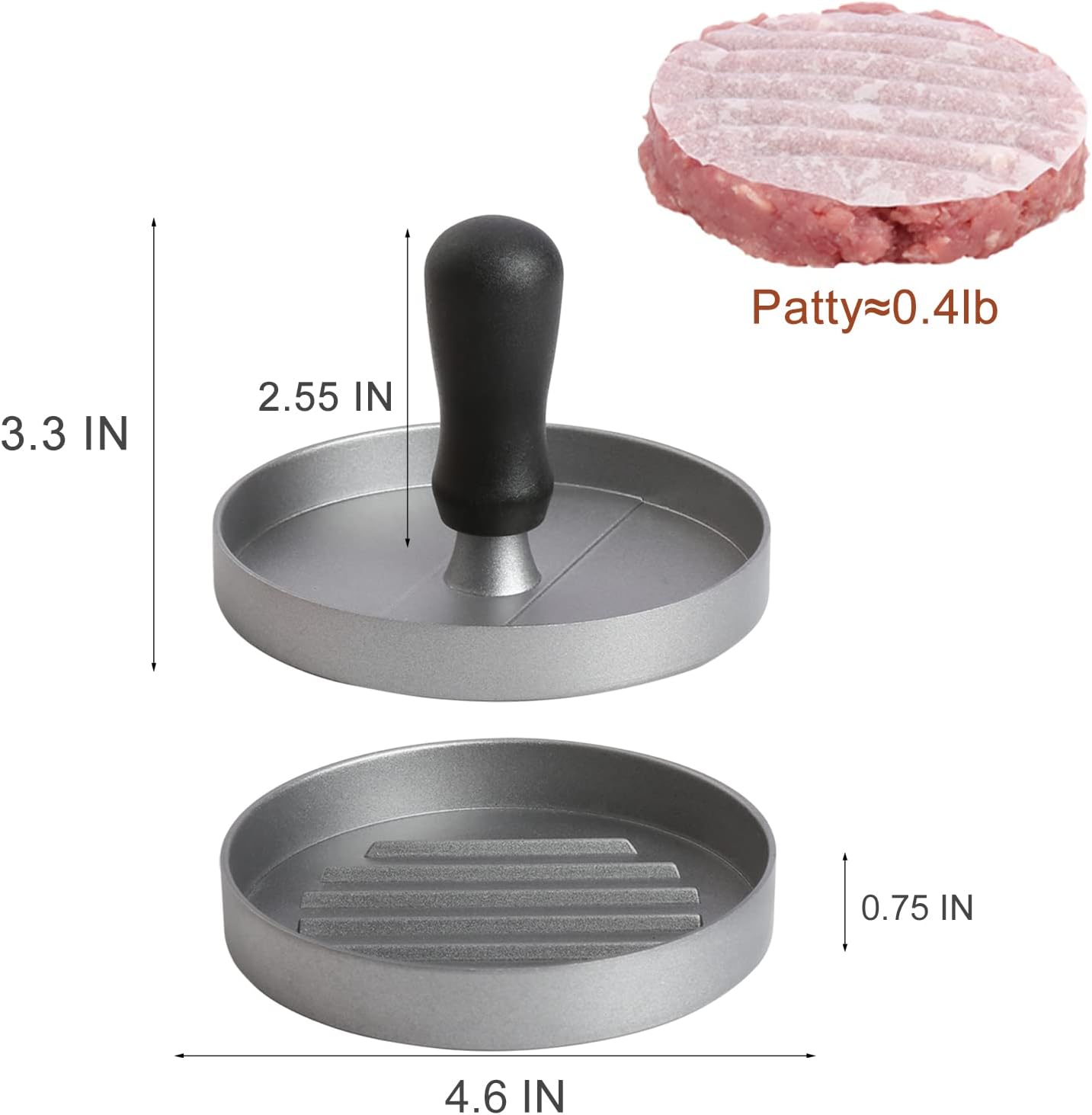 Moonval Burger Press Set, Aluminum Hamburger Patty Maker with 150 Non-Stick Patty Papers