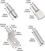 Moonval Shelf Pins Kit, 104-Piece Nickel-Plated Shelf Support Pegs Set for Cabinets & Bookshelves