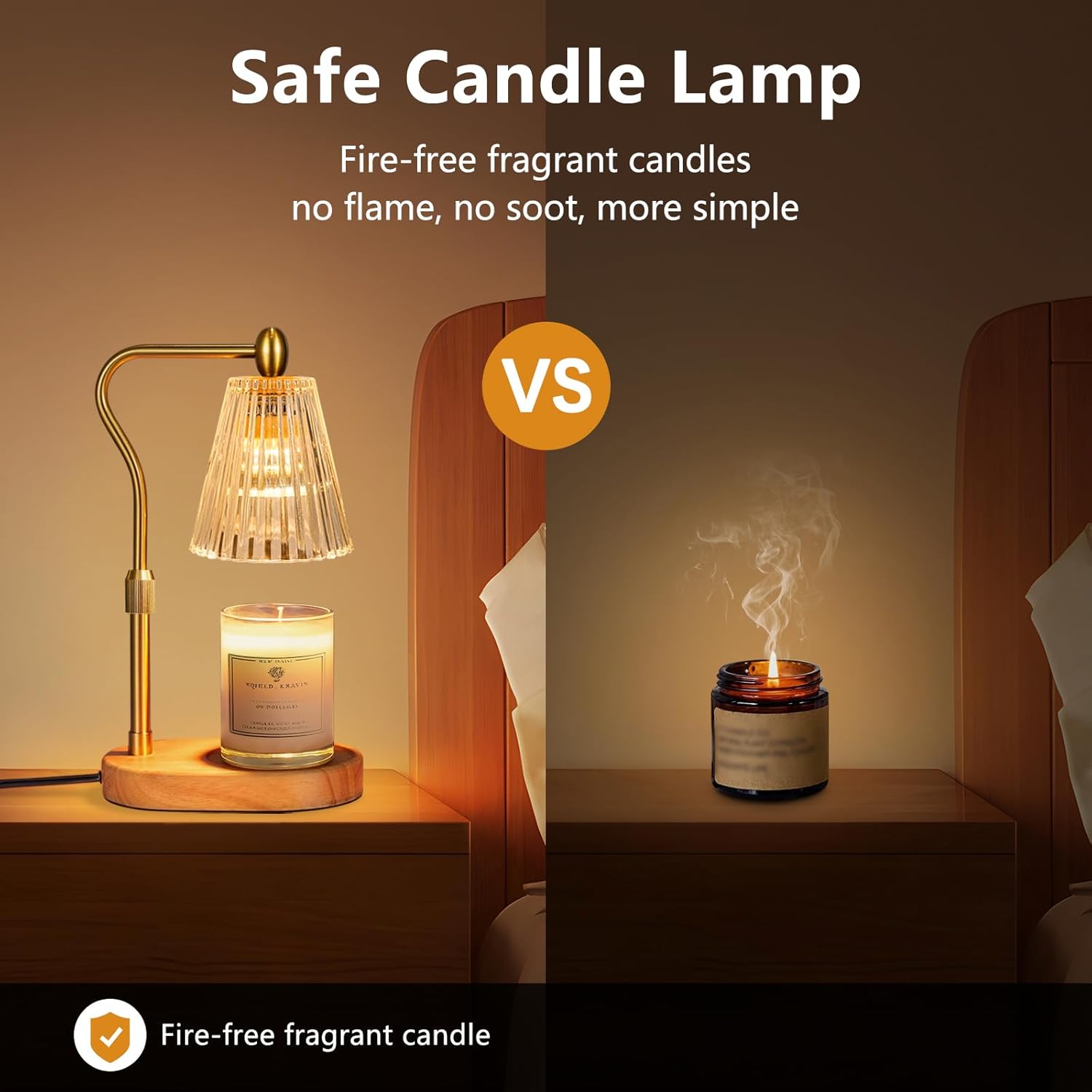Moonval Candle Warmer Lamp, Height-Adjustable Dimmable Wax Warmer with Timer for Jar Candles