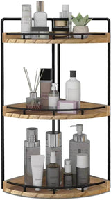 Moonval Corner Countertop Organizer, 3-Tier Wooden Shelf for Bathroom, Kitchen, Vanity & Dresser