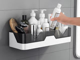 Moonval Adhesive Organizer Shelves, Bathroom & Kitchen Wall Storage with Hooks, 2-Pack