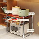 Moonval 2-Tier Microwave Shelf Stand with Pull-Out Basket, Countertop Kitchen Organizer