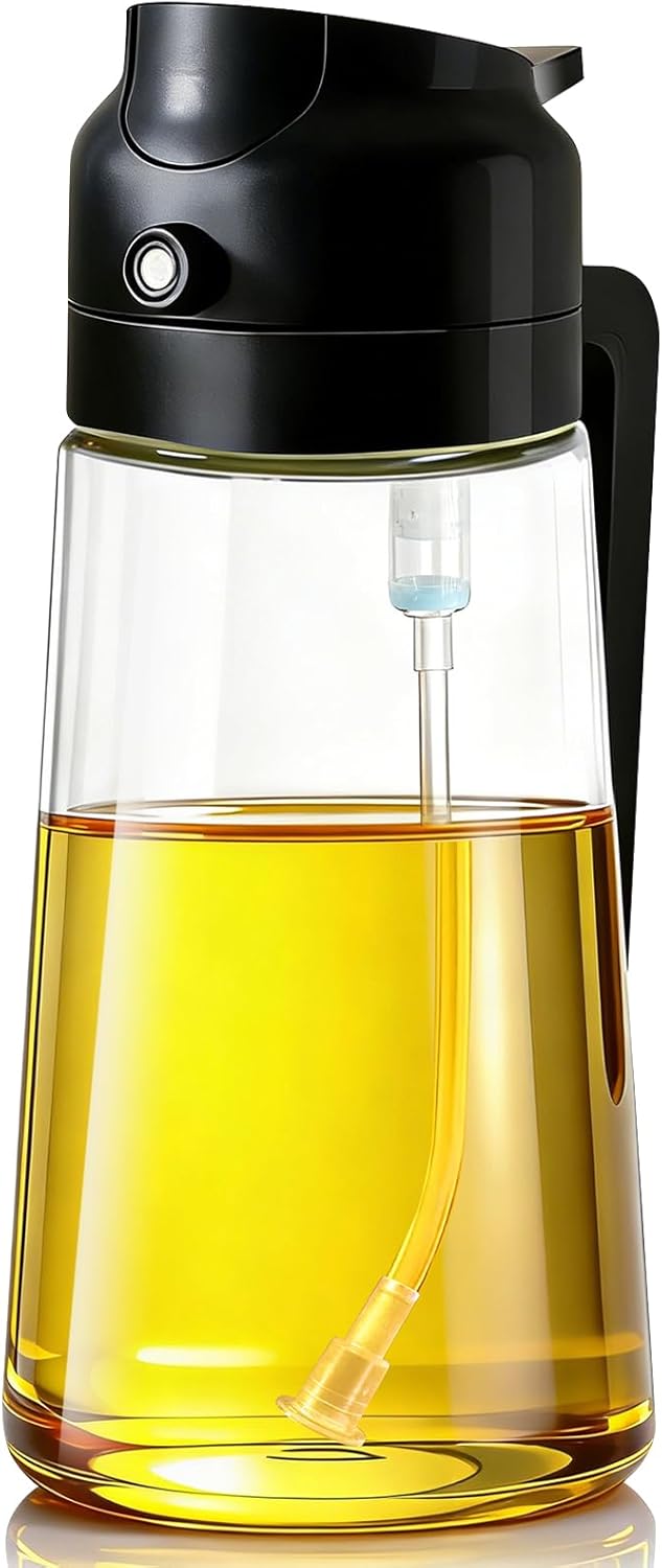 Moonval Oil Sprayer Set, 2-Pack 2-in-1 Oil Mister & Dispenser Bottles for Cooking, Air Fryer & BBQ