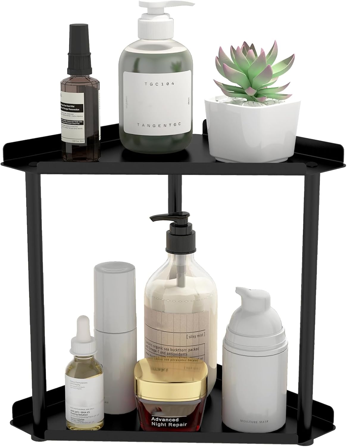 Moonval Corner Countertop Organizer, 3-Tier Vanity Shelf for Makeup, Skincare, Kitchen & Bathroom