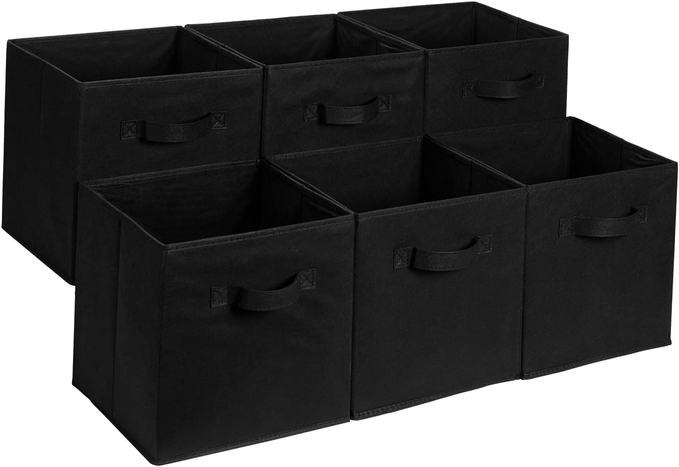 Moonval Fabric Storage Cubes, 6-Pack Collapsible Organizer Bins with Handles for Closet & Shelves