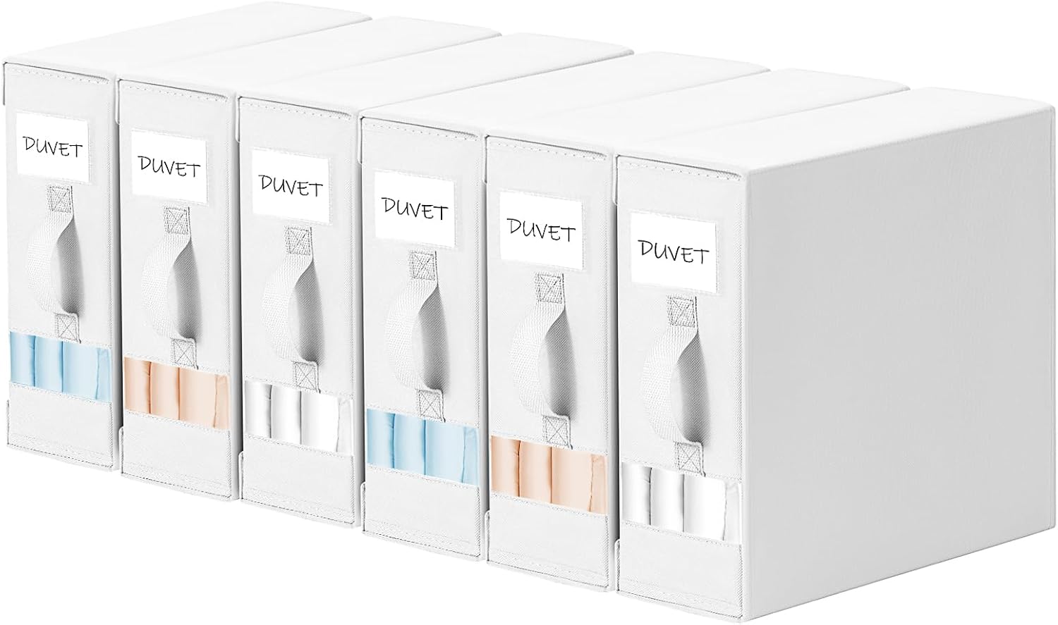 Moonval Bed Sheet Organizers, 6-Pack Foldable Linen Storage Boxes for Bedding, Blankets & Towels
