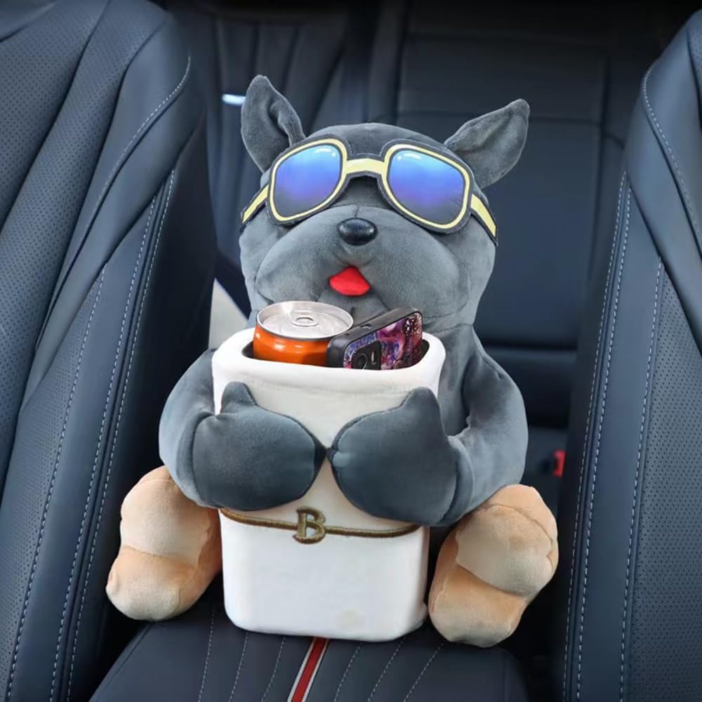 Moonval 2-in-1 Plush Tissue Storage Box, Cute Car Armrest Organizer & Tissue Holder