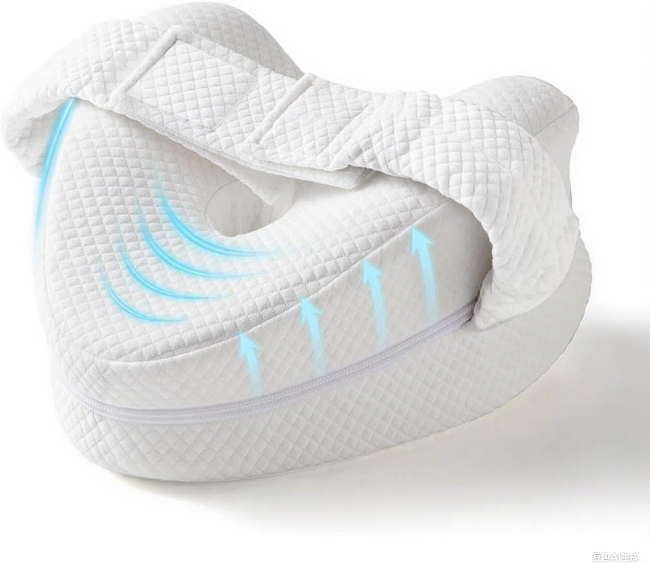 Moonval Memory Foam Knee Pillow, Leg Cushion with Adjustable Strap for Side Sleepers