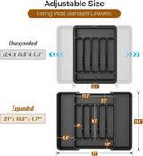 Moonval Expandable Silverware Organizer, Adjustable BPA-Free Cutlery & Utensil Drawer Organizer