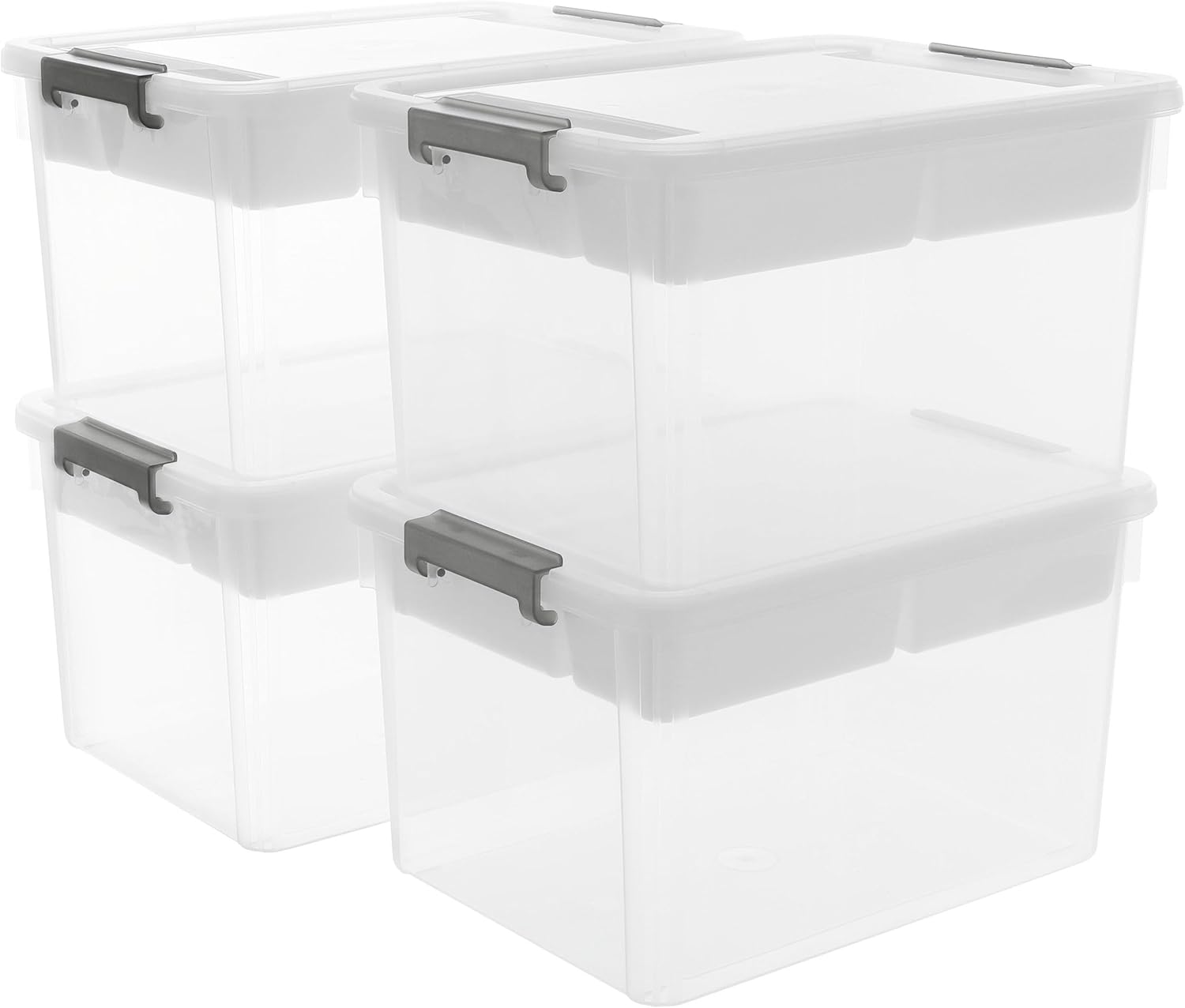 Moonval Craft Storage Box, Clear Organizer with Removable Tray for Art & Sewing Supplies