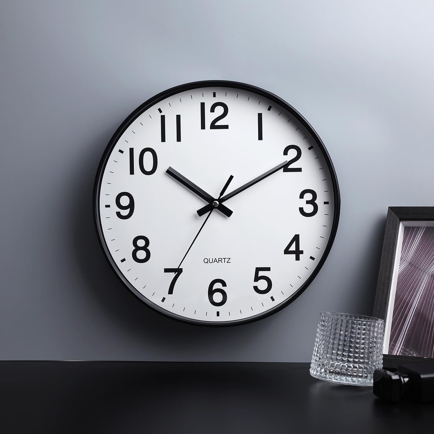 Moonval Silent Wall Clock, 12-Inch Non-Ticking Battery-Operated Clock for Home & Office Decor