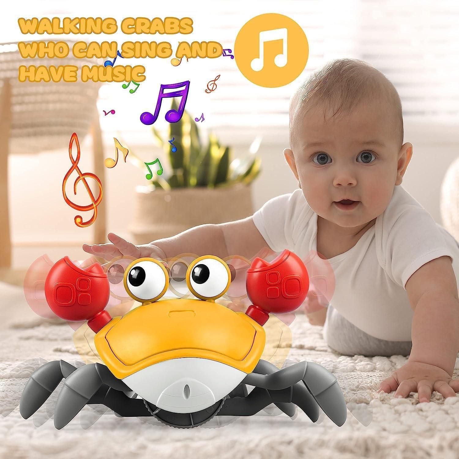 Moonval Dancing Crab Toy, USB Rechargeable Interactive Musical Crawling Toy with Lights for Kids