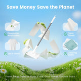 Moonval Reusable Flat Mop with 4 Microfiber Pads, One-Click Cloth Release and Adjustable Handle