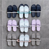 Moonval Wall-Mounted Slipper Holder Set of 2, Space-Saving Bathroom Shoe Organizer Rack