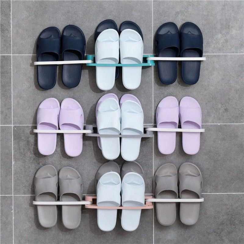 Moonval Wall-Mounted Slipper Holder Set of 2, Space-Saving Bathroom Shoe Organizer Rack