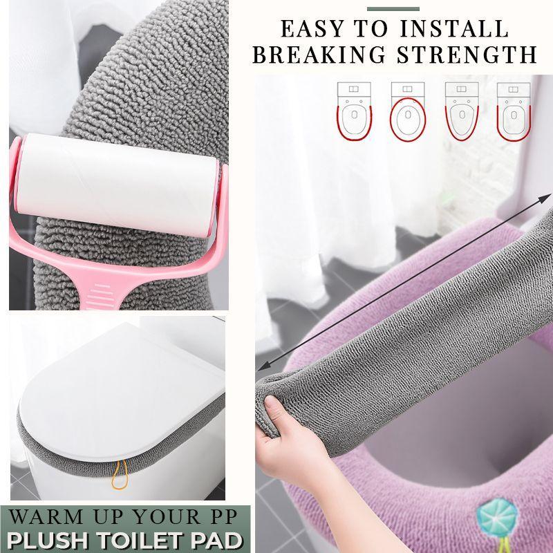 Moonval Plush Toilet Seat Cover, Universal Washable Cushion with Convenient Lift Handle