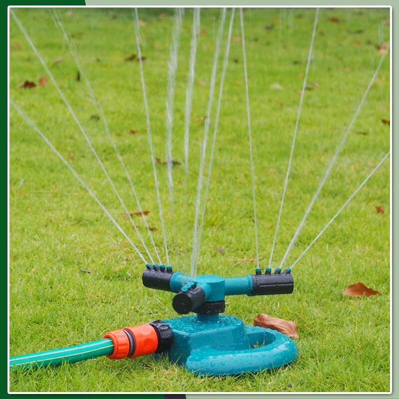 Moonval 360° Rotating Garden Sprinkler, Multi-Nozzle Lawn Watering System with Stable Base
