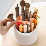 Moonval 360° Rotating Makeup Brush Holder, Cosmetic Organizer with Compartments for Vanity & Bathroom