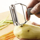 Moonval Julienne Vegetable Peeler, Stainless Steel Dual-Blade Shredder for Carrots & Cucumbers
