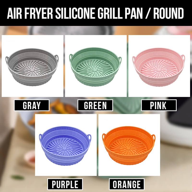 Moonval Reusable Silicone Air Fryer Grill Pan Basket, Non-Stick Food Grade Baking Tray