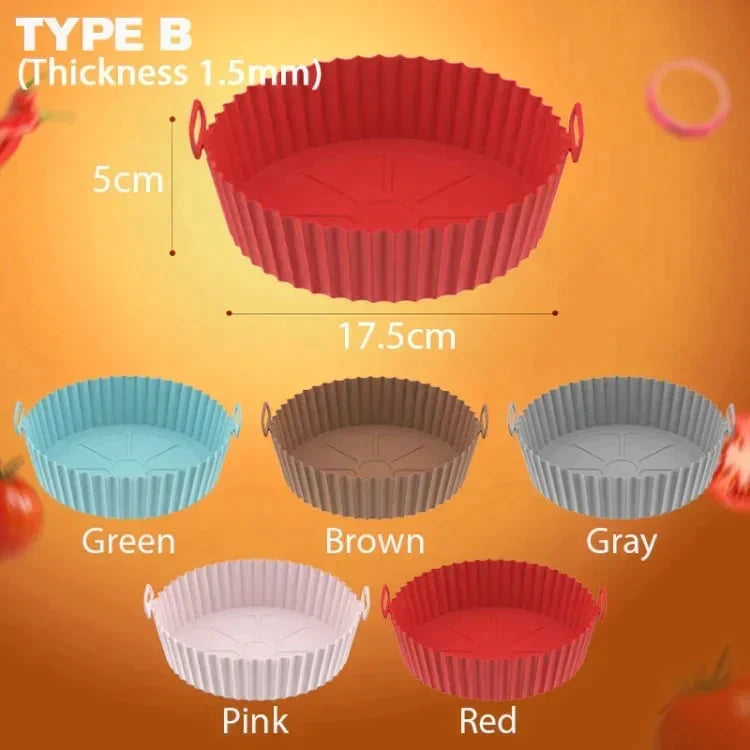 Moonval Air Fryer Silicone Liner, Reusable Heat-Resistant Baking Tray with Handles