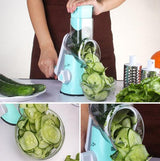 Moonval Rotary Vegetable Slicer, 3-in-1 Cheese Grater with Stainless Steel Drums