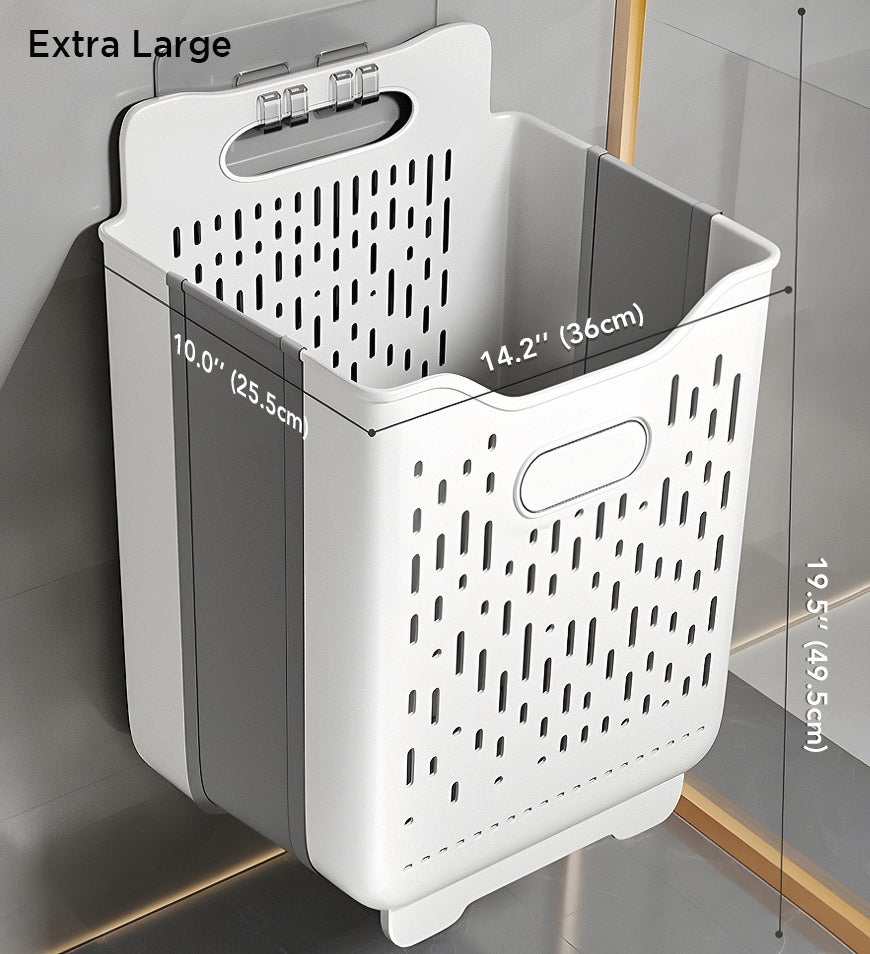 Moonval Collapsible Hanging Laundry Basket, Foldable Clothes Hamper with Carry Handles for Closet & Laundry