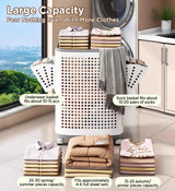 Moonval Rolling Laundry Basket, Wheeled Foldable Clothes Hamper with Removable Laundry Bag