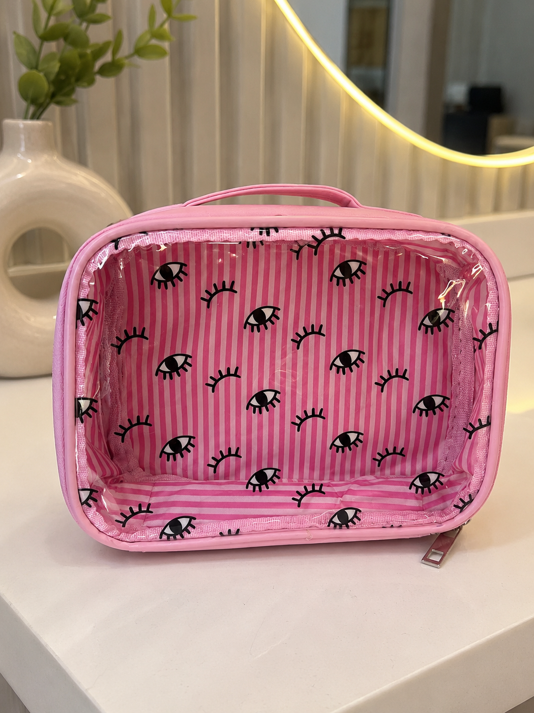Moonval Clear Travel Toiletry Bag, Transparent Cosmetic Organizer 20 x 14 cm