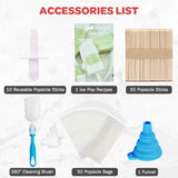 Moonval Silicone Popsicle Molds, 10-Cavity Ice Pop Maker Set with Sticks, Bags & Accessories