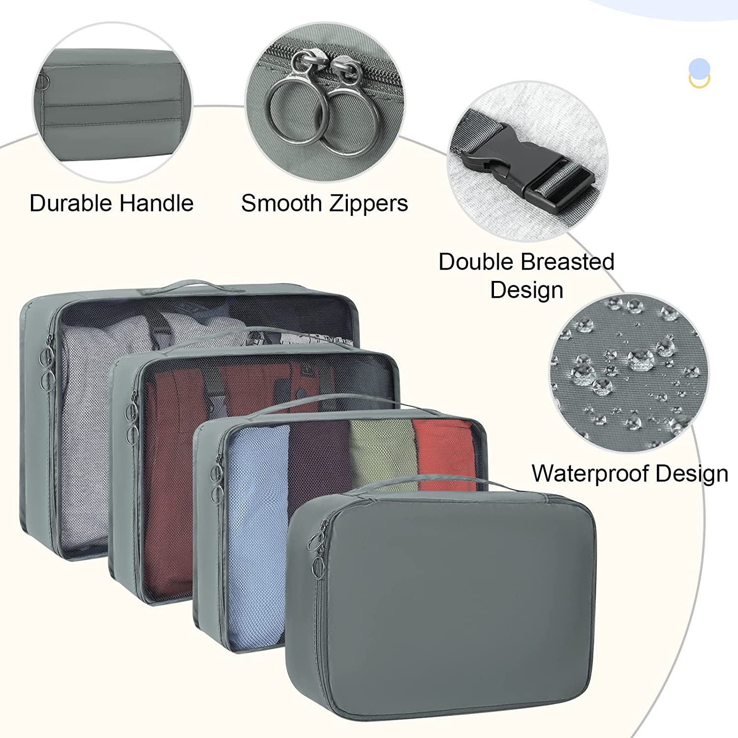 Moonval 7-in-1 Foldable Travel Organizer Set, Packing Cubes & Toiletry Bags for Luggage Storage