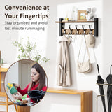 Moonval Wall Mounted Coat Rack, Entryway Shelf with 5 Metal Hooks for Coats, Keys, Hats & Bags