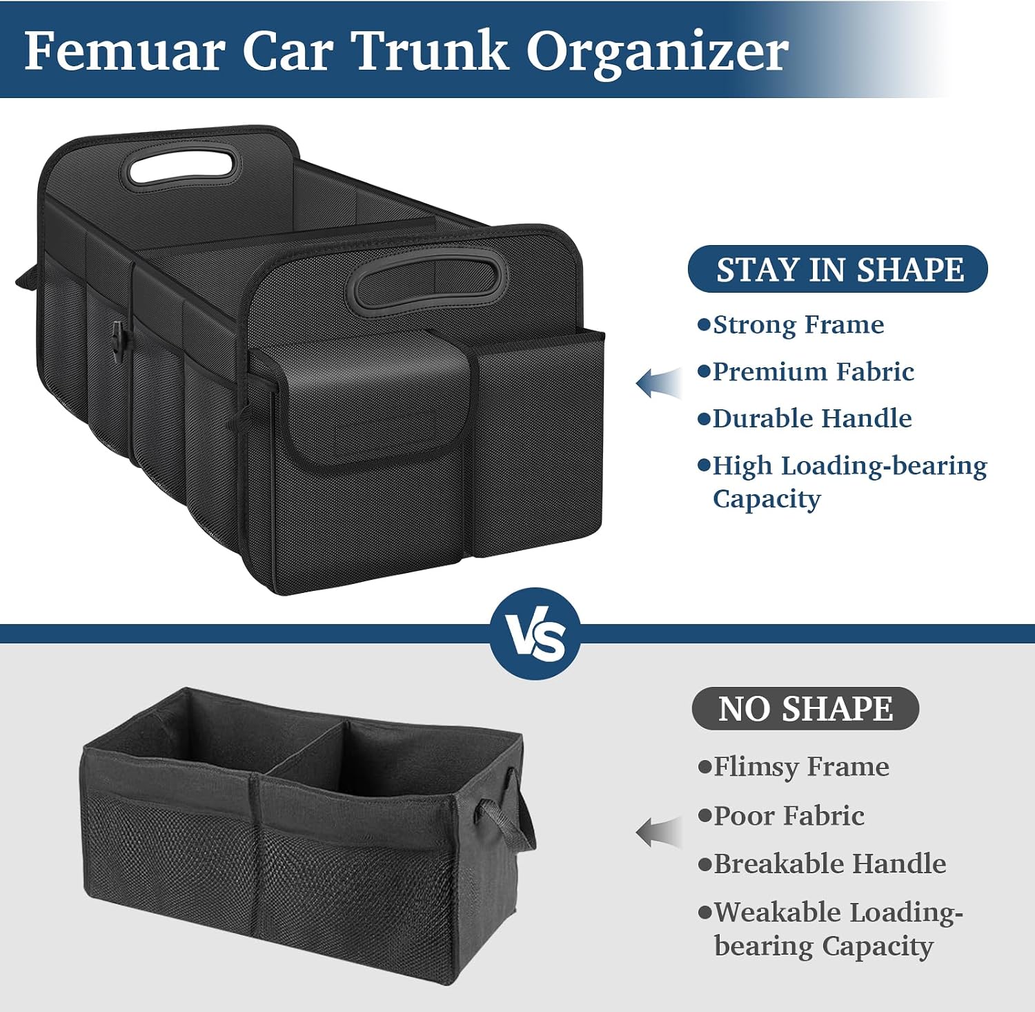Moonval Collapsible Car Trunk Organizer, Large Waterproof SUV & Sedan Storage Bin