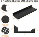 Moonval Floating Wall Shelves, Set of 6 Wood Storage & Display Shelves for Home Decor