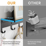 Moonval Wall Shelf with Hooks, 17-Inch Floating Shelf with 5 Metal Hooks for Entryway & Bedroom