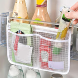 Moonval Hanging Mesh Organizer, Multi-Pocket Refrigerator Storage Bag with Hooks