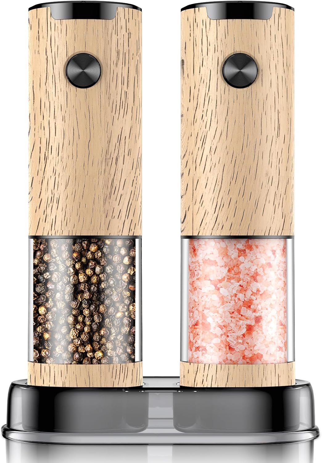 Moonval Electric Salt & Pepper Grinder Set, Automatic Battery-Operated Mills with Adjustable Coarseness
