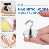 Moonval Steel Magnetic Hooks, Rust-Resistant No-Drill Hangers for Fridge, Set of 4