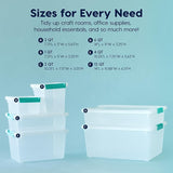 Moonval Craft Storage Bins, 6-Pack 1 Qt Clear Stackable Containers with Lids & Secure Latches